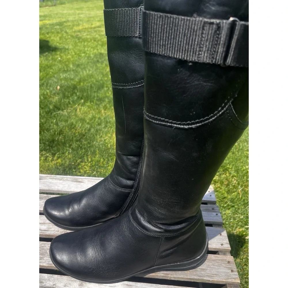 Paul Green Knee High Riding Boots Black Leather‎ Women's Shoe Size 6.5 UK 4